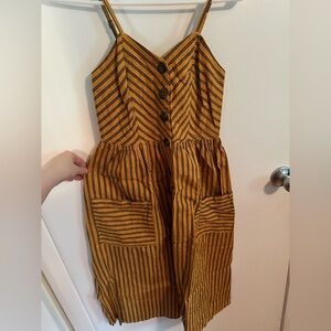 Japna Brown and Black Sleeveless V-neck Sundress